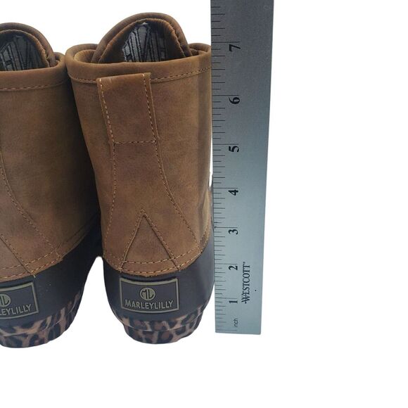 Marleylilly Leopard Duck Boots Girls 3 Brown Removable Tongue Waterproof Casual - Picture 12 of 15